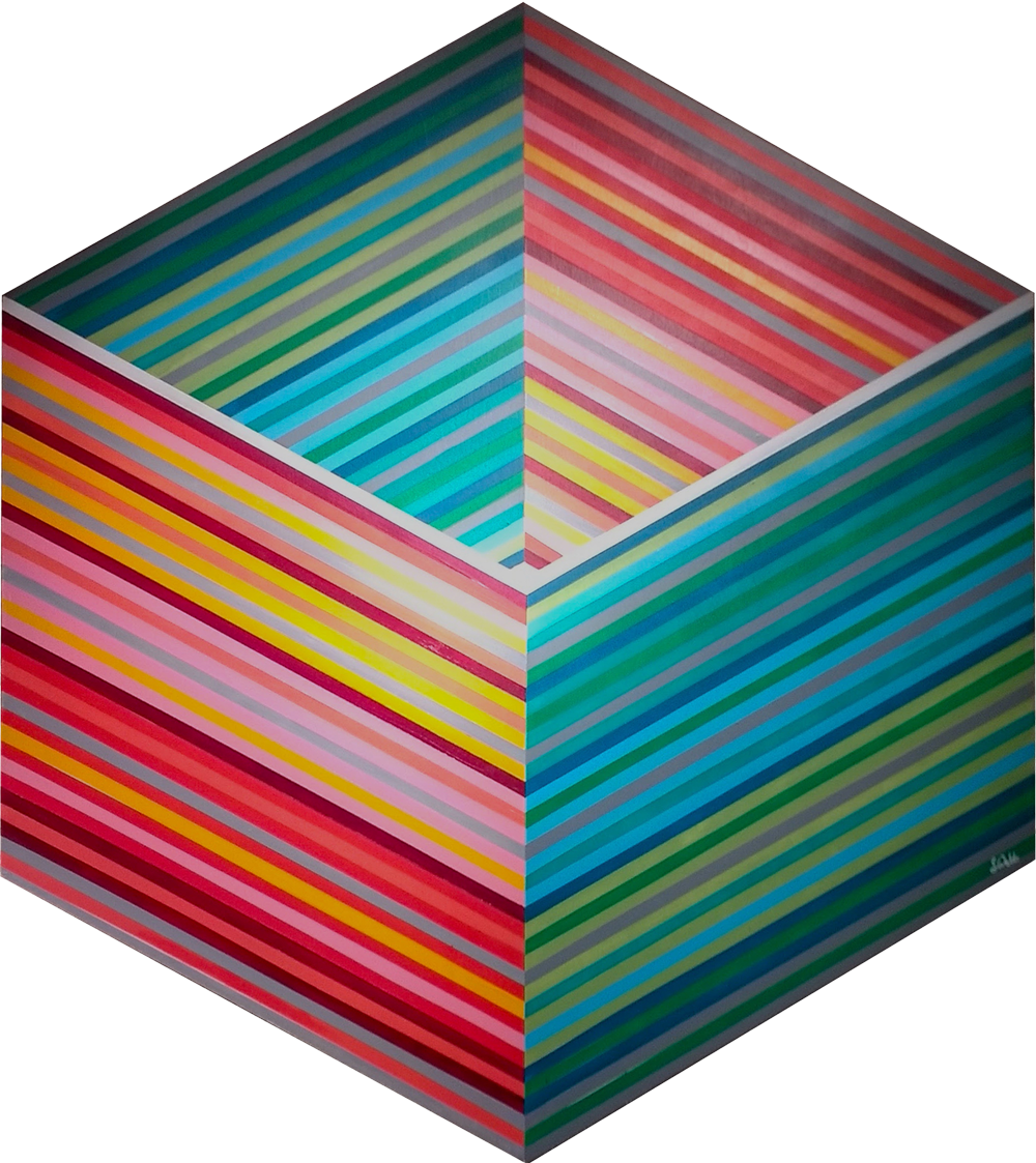 op art hexagon painting